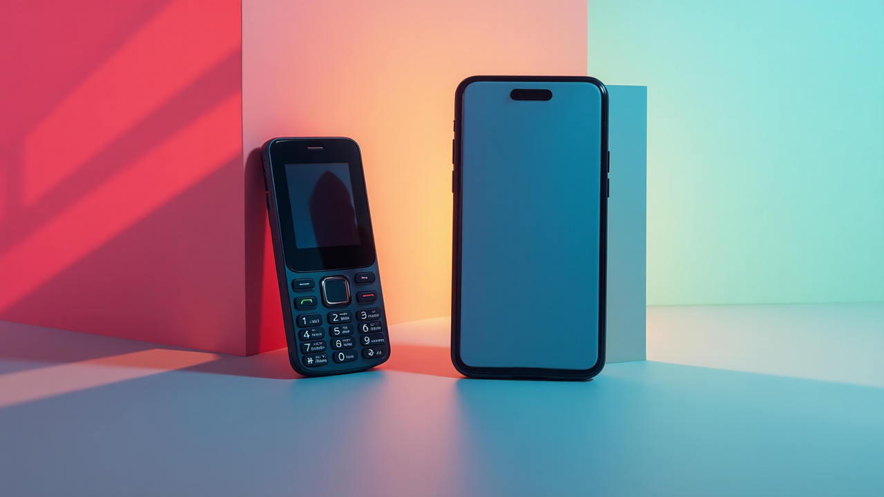 Comparativa entre teléfonos móviles antiguos y modernos